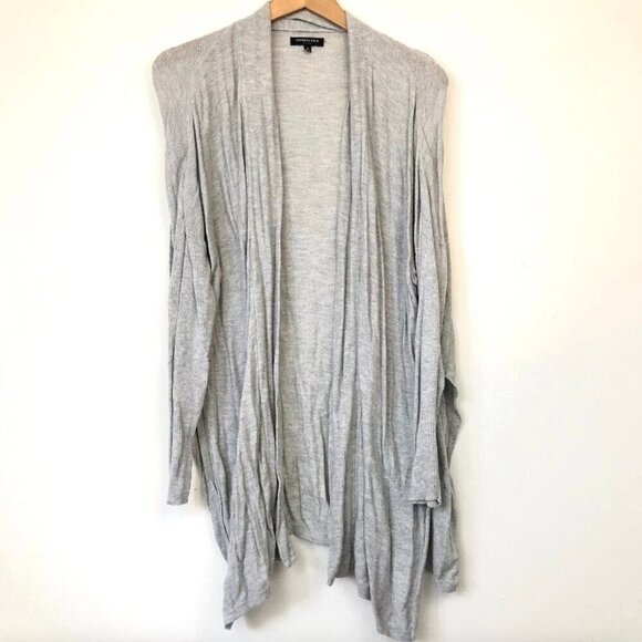 KENNETH COLE NEW YORK Gray Open Front Lightweight Long Cardigan Sweater Medium - Picture 2 of 13